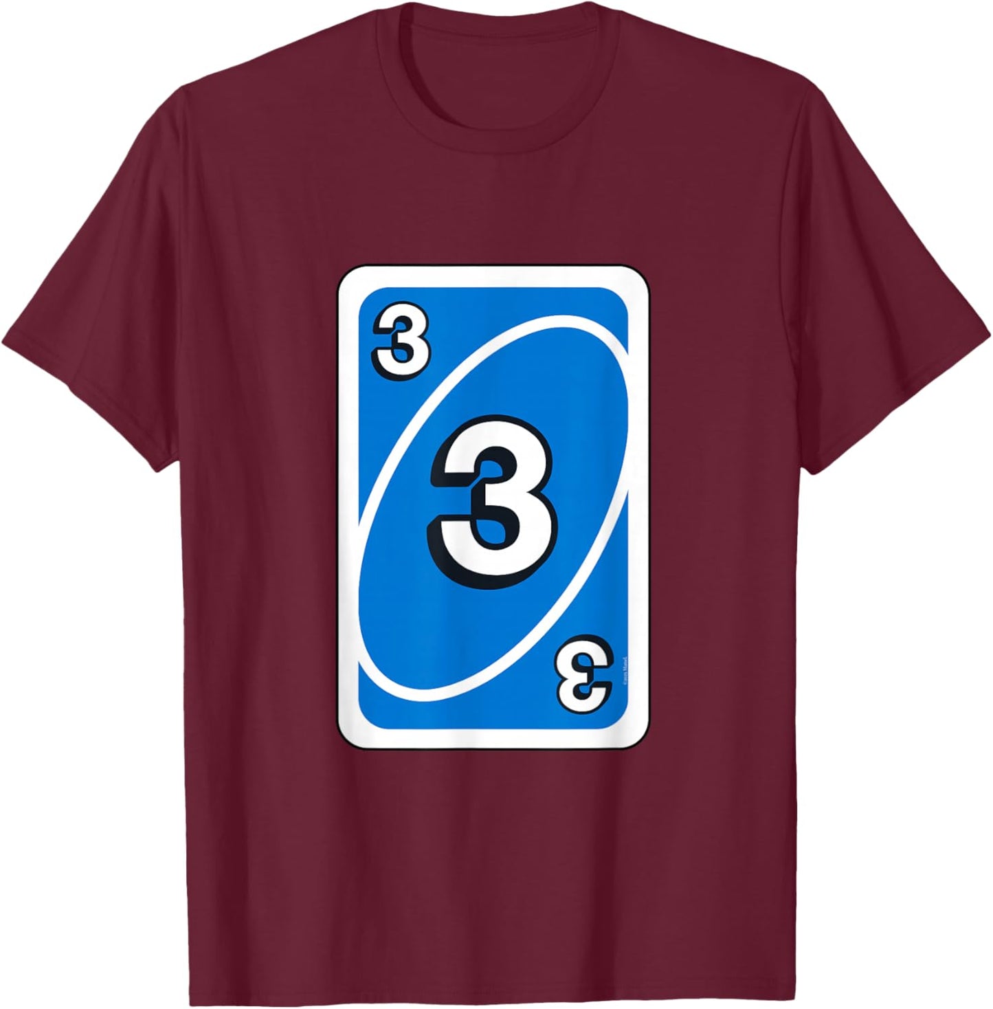 UNO Halloween Blue 3" Card T-Shirt - T-Shirt | Maroon