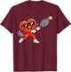 Valentine Tennis Heart Sport Valentines Day Men Boys Kids T-Shirt - T-Shirt | Maroon