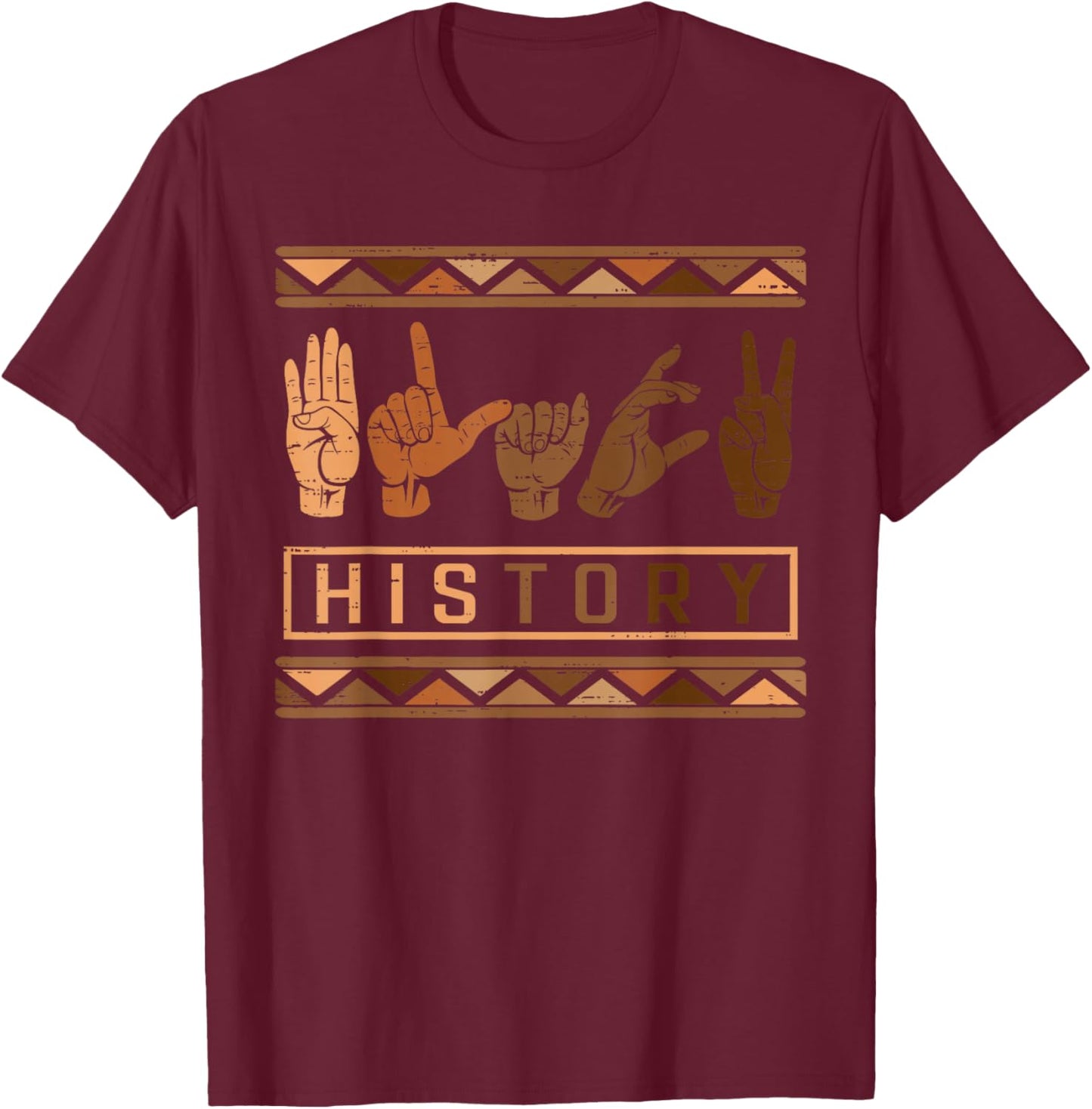Black History Sign Language ASL Melanin African Women Girl T-Shirt - T-Shirt | Maroon
