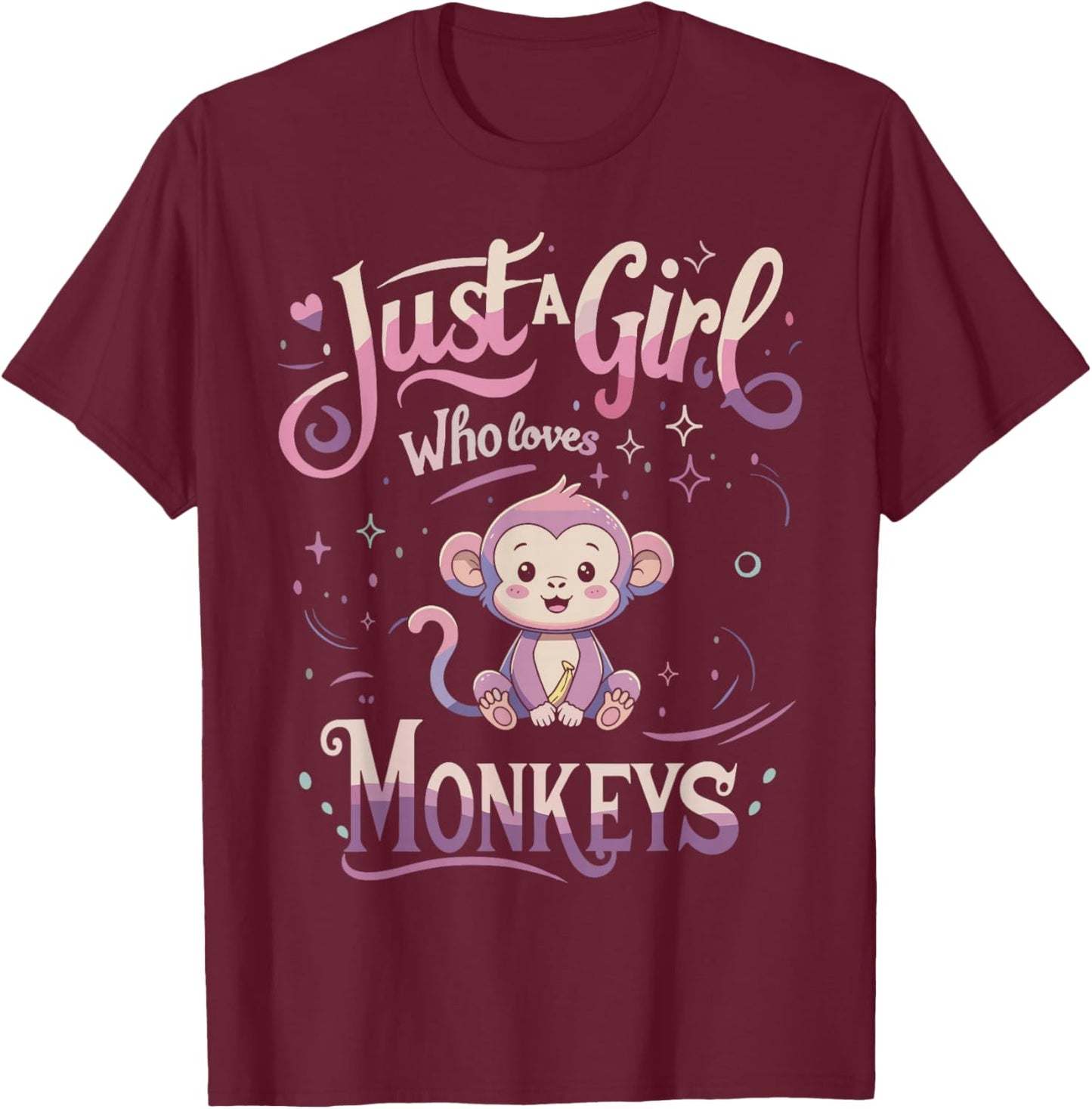 Monkey Shirt Cute Men Women T-Shirt - T-Shirt | Maroon