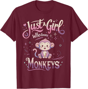 Monkey Shirt Cute Men Women T-Shirt - T-Shirt | Maroon