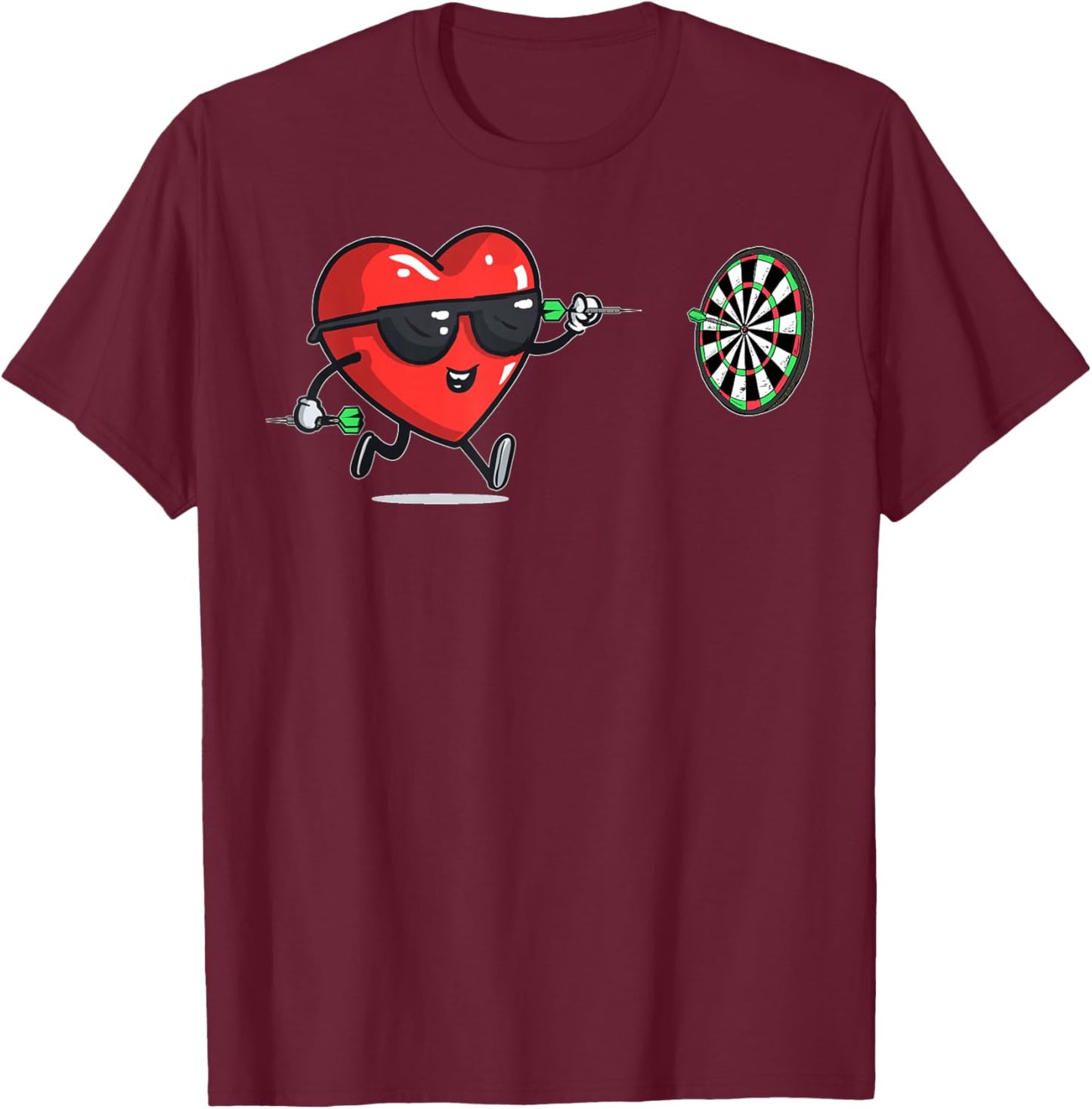 Darts Heart Player Dart Valentine's Day Sunglasses T-Shirt - T-Shirt | Maroon