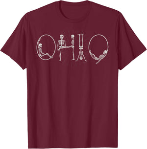 Funny O-H-I-O State Skeleton Ohio Vintage Halloween T-Shirt - T-Shirt | Maroon