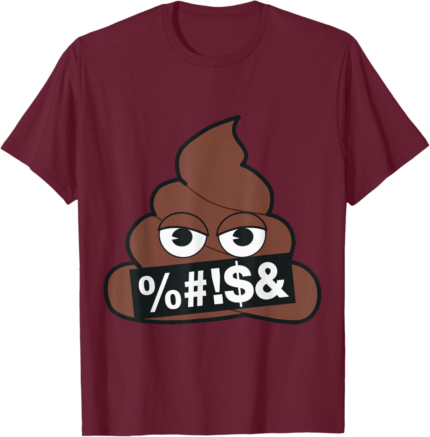 Official Emoji Poop Censored Yellow Smile Face T-Shirt - T-Shirt | Maroon