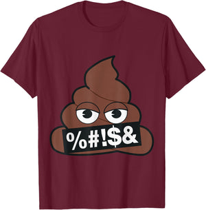 Official Emoji Poop Censored Yellow Smile Face T-Shirt - T-Shirt | Maroon