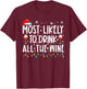 Most Likely to Drink All The Wine Family Matching Christmas T-Shirt - T-Shirt | Maroon