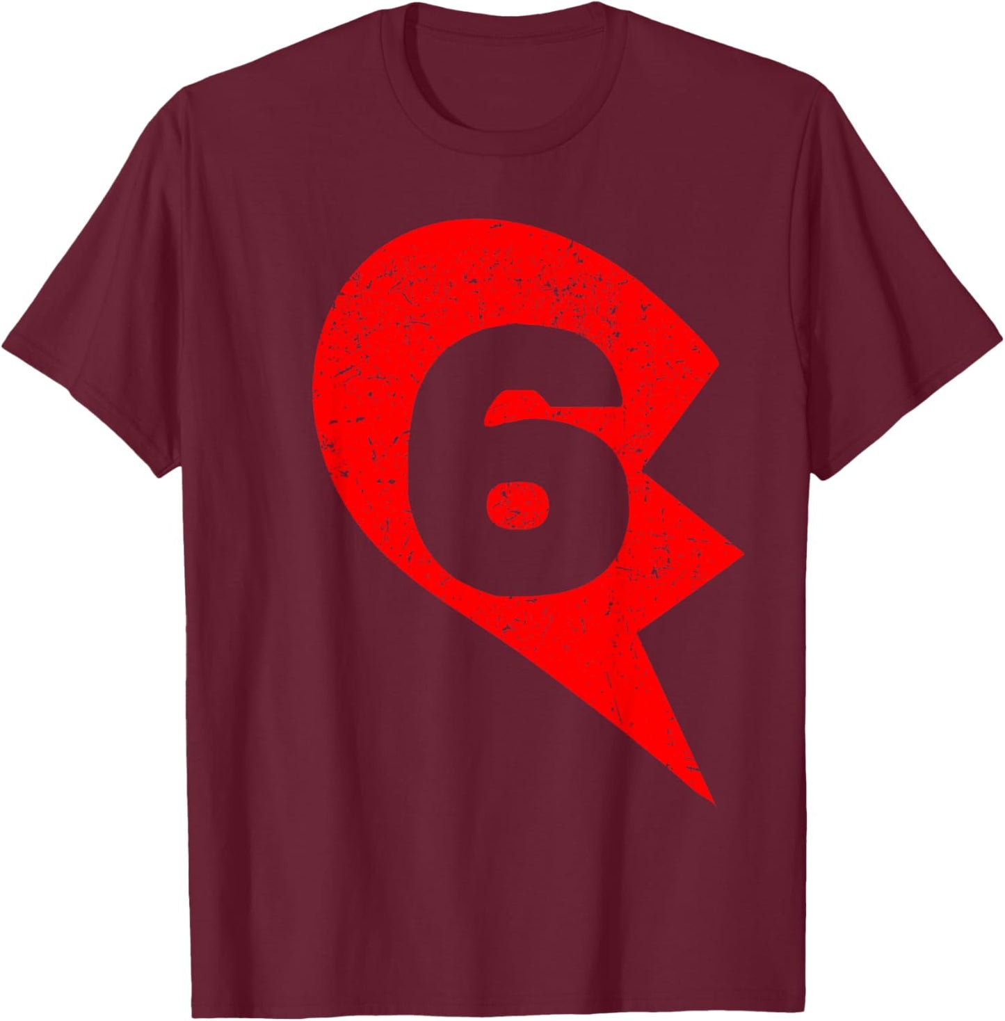 Number 6 Matching Couple Friends Valentines Heart 67 T-Shirt - T-Shirt | Maroon