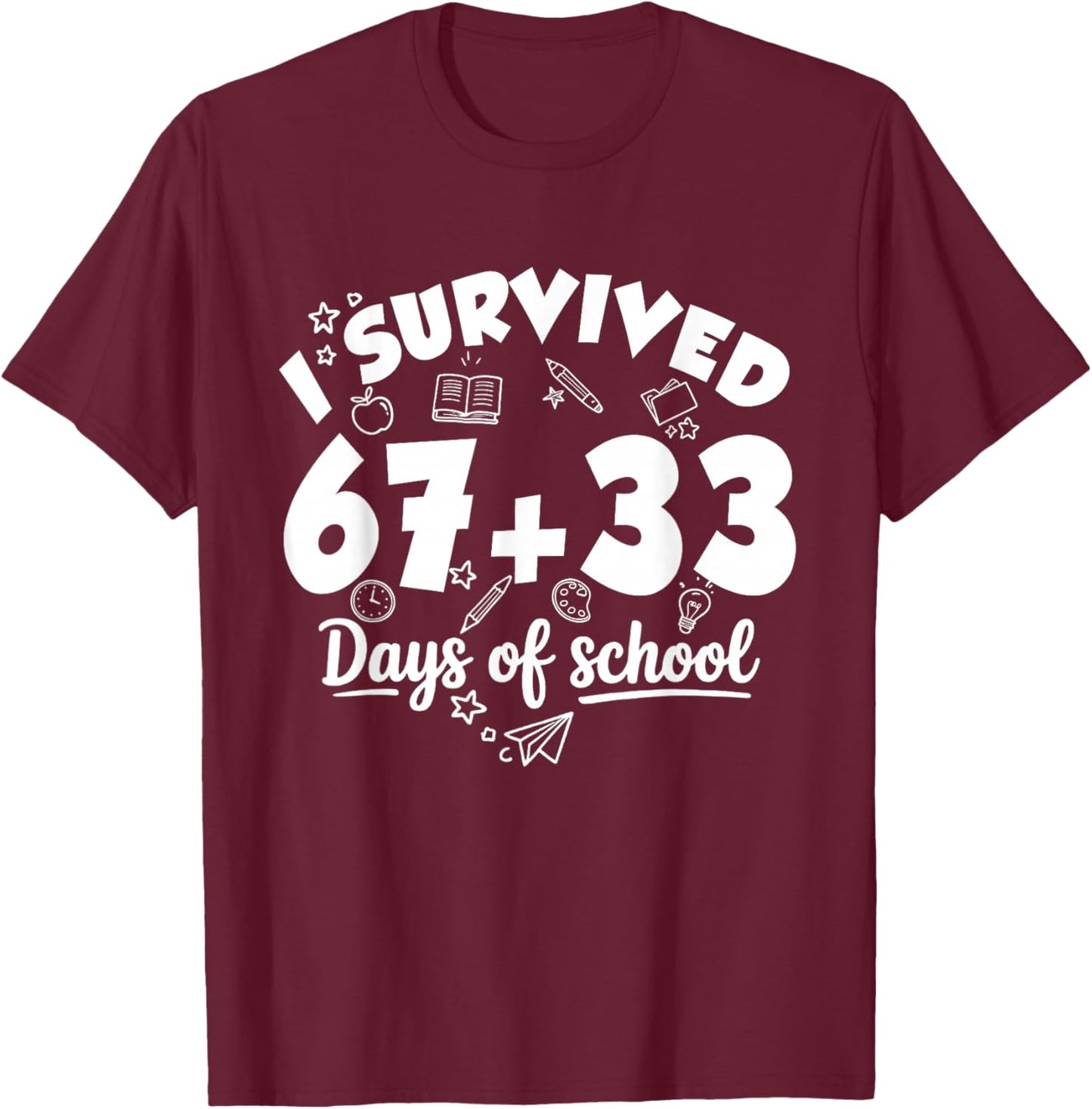 for Teacher Kids 100th Days T-Shirt - T-Shirt | Maroon