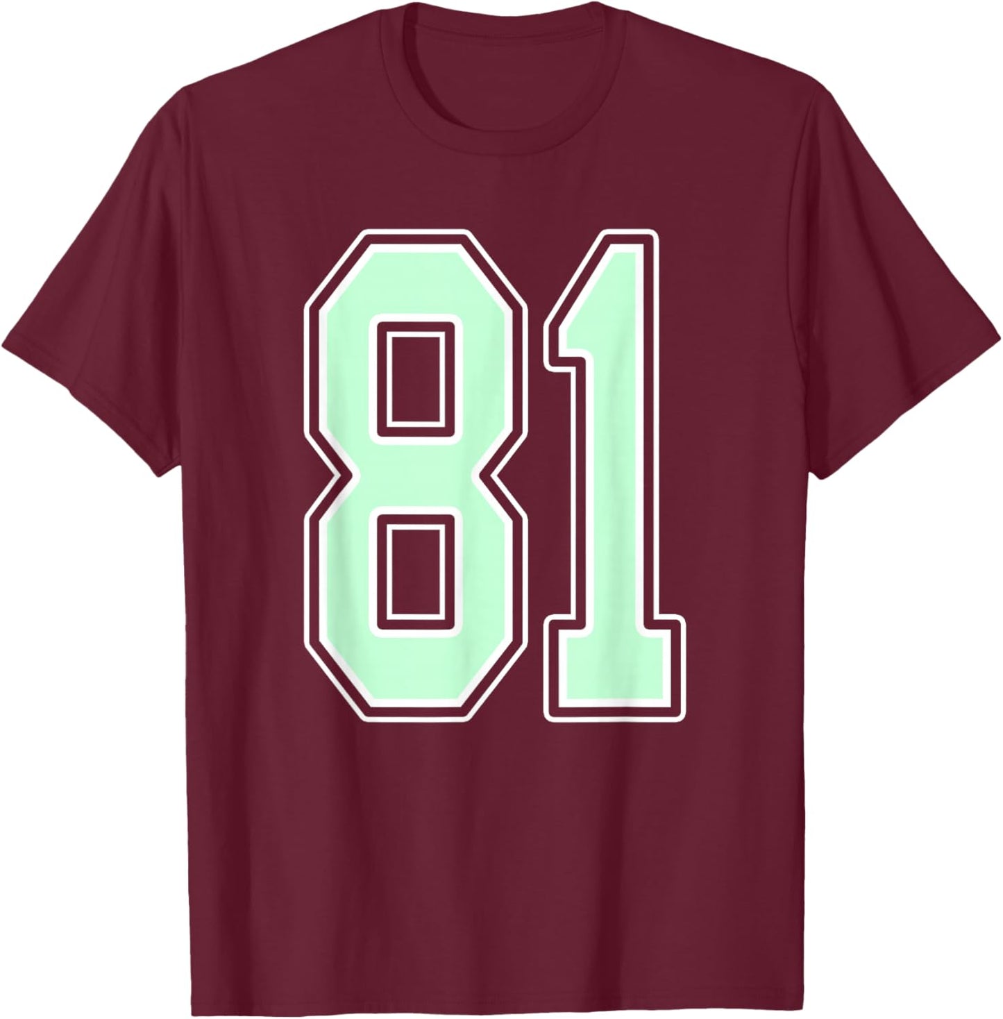 Cute Mint Green Number 81 Jersey Player Uniform #81 Fan T-Shirt - T-Shirt | Maroon