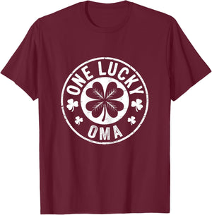 Vintage One Lucky Oma St Patricks Day Matching Family Mom T-Shirt - T-Shirt | Maroon