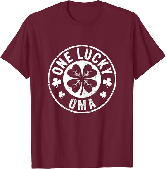 Vintage One Lucky Oma St Patricks Day Matching Family Mom T-Shirt - T-Shirt | Maroon