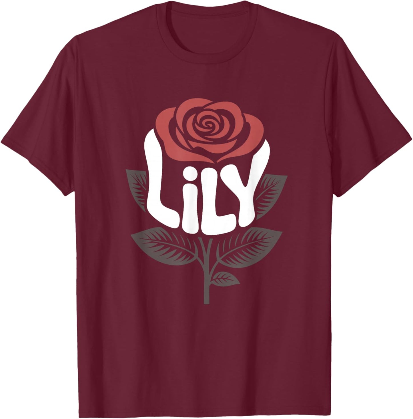 Lily Retro Rose Floral Name Vintage Flower Love Lily T-Shirt - T-Shirt | Maroon