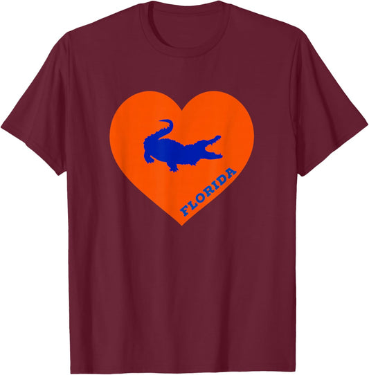 A Gator with a Florida Heart T-Shirt - T-Shirt | Maroon