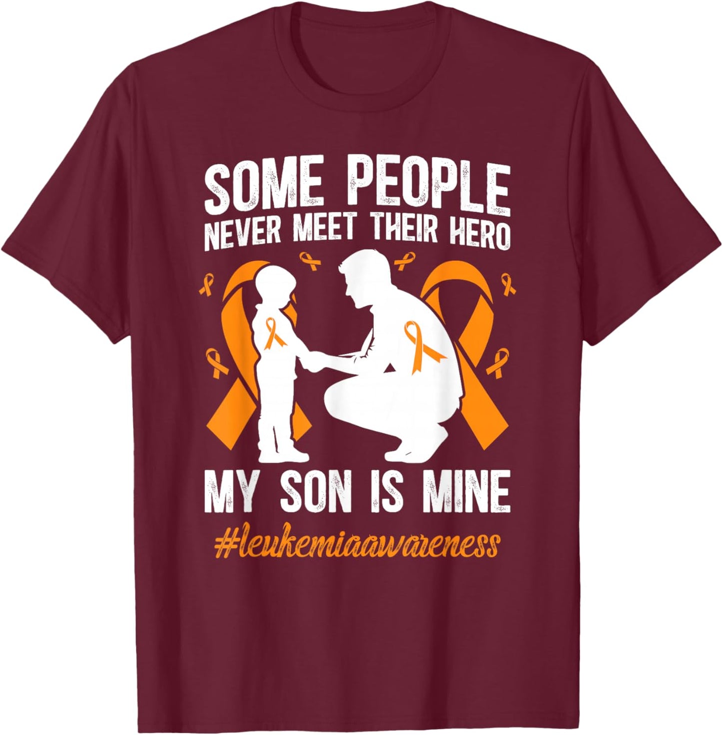 Leukemia Awareness Proud Leukemia Dad of A Leukemia Warrior T-Shirt - T-Shirt | Maroon