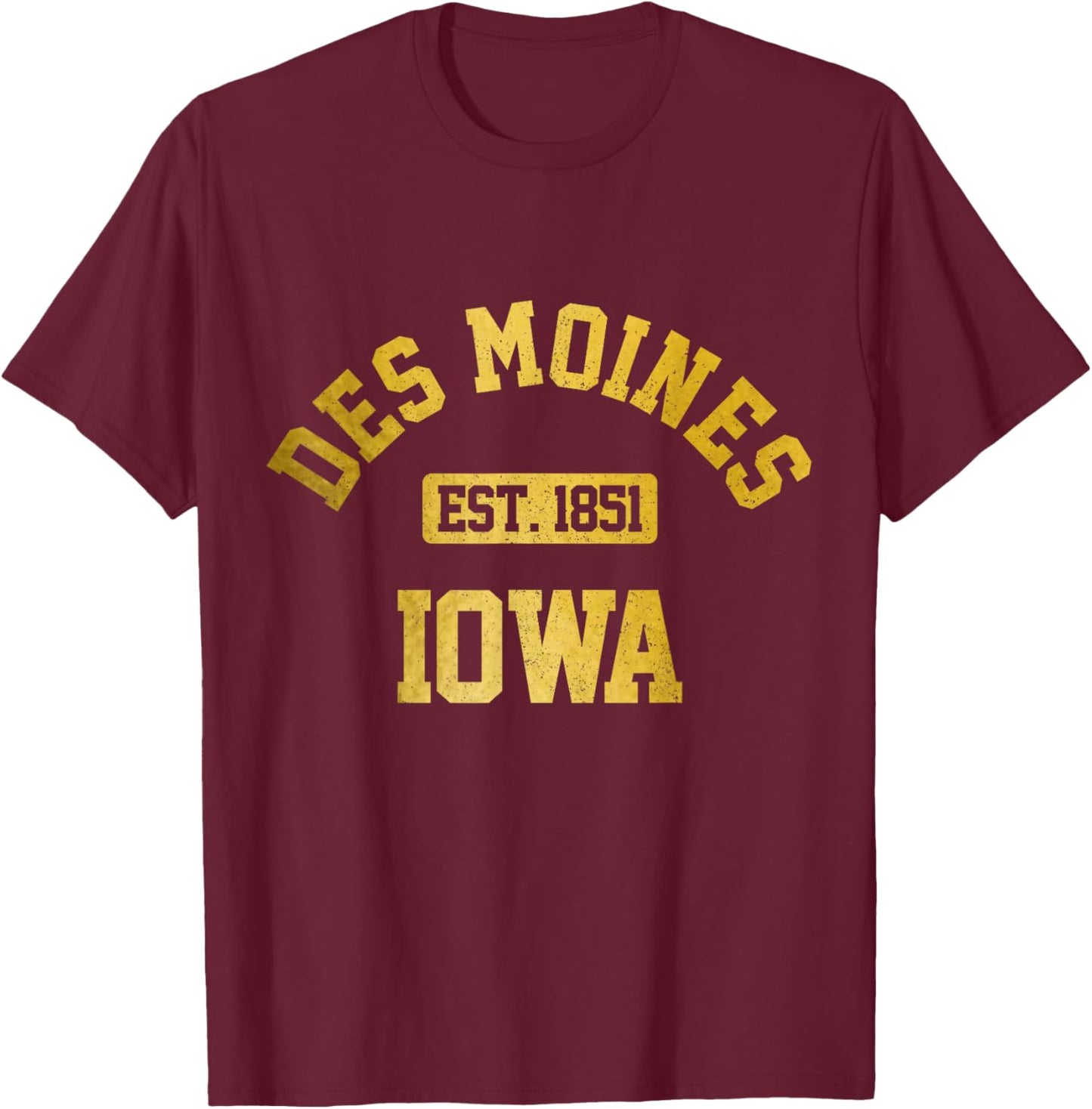 Des Moines Iowa Vintage Pride T-Shirt - T-Shirt | Maroon