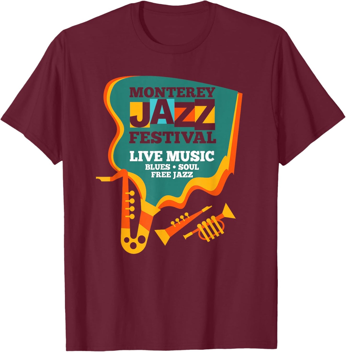 Monterey Jazz Festival Instrument California Music Fest T-Shirt - T-Shirt | Maroon