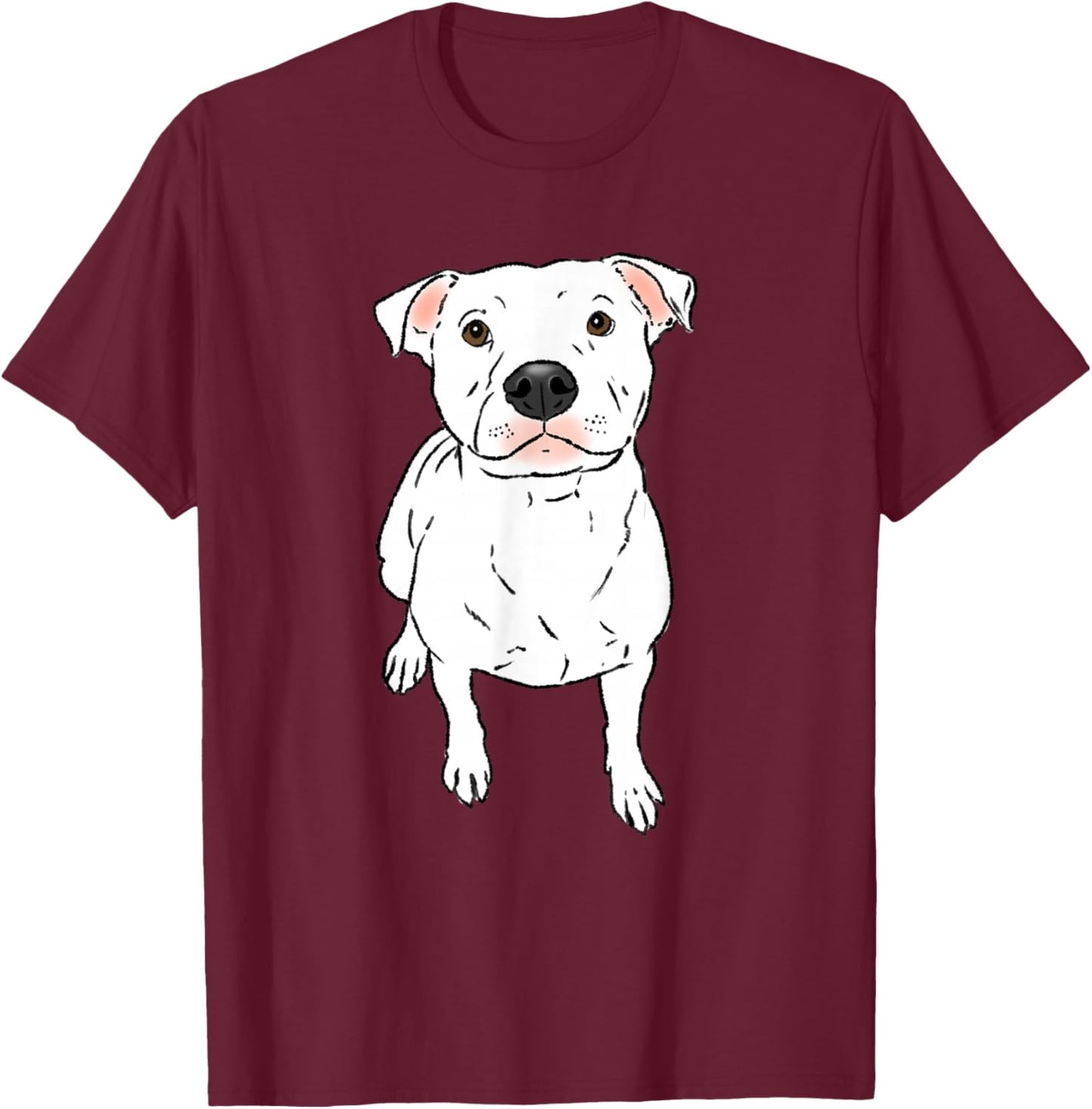 White Pit Bull, White Pittie, Pitbull Lover, Bully Breed Dog T-Shirt - T-Shirt | Maroon