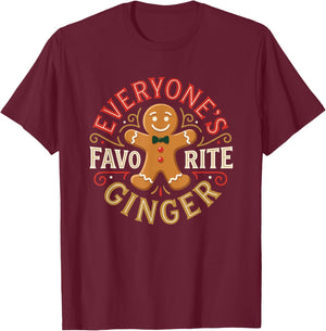 Everyone's Favorite Ginger T Funny Gingerbread Man Christmas T-Shirt - T-Shirt | Maroon