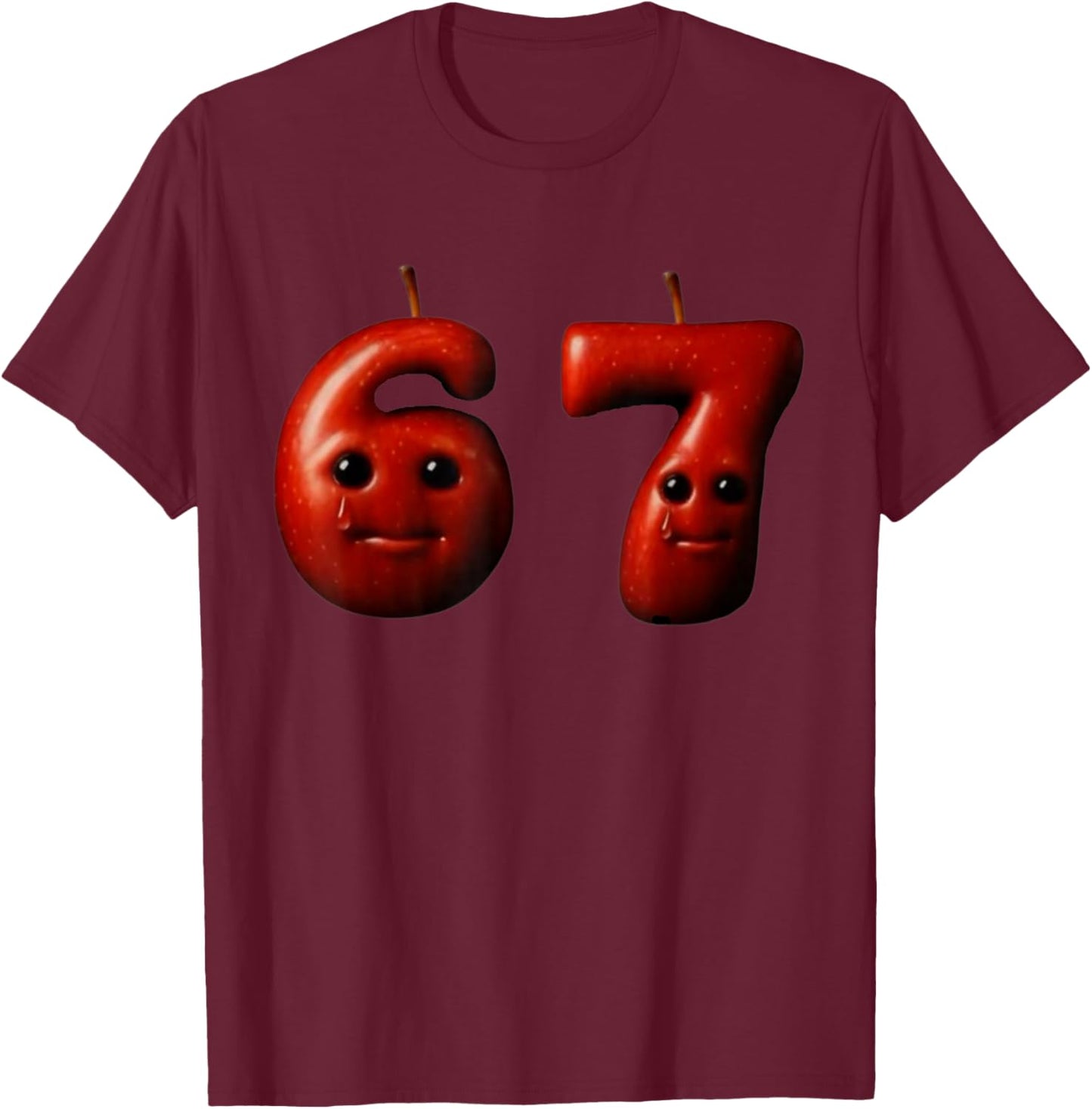 Funny 67 Silly AI Apple gen z Meme BrainRot Humor T-Shirt - T-Shirt | Maroon
