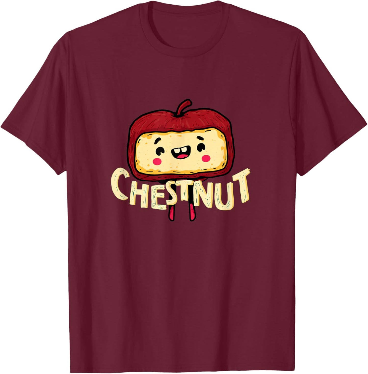 Funny Cartoon Chestnut Costume for Boys and Girls T-Shirt - T-Shirt | Maroon