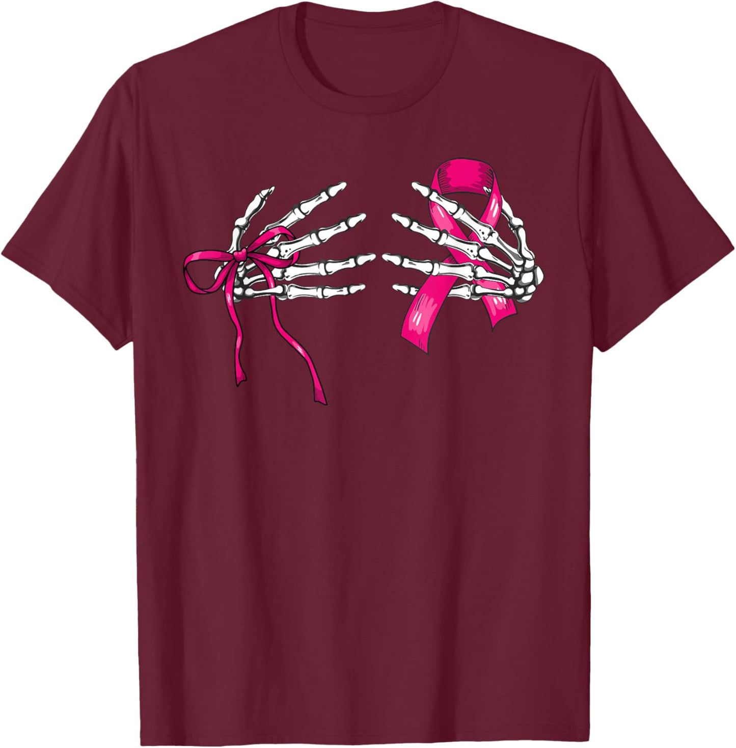 Skeleton Hand Check Your Boobs Funny Survivor Breast Cancer T-Shirt - T-Shirt | Maroon