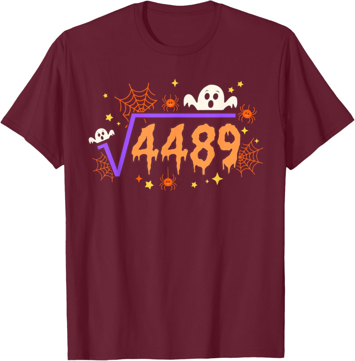 67 Halloween Drip Meme Square Root 4489 Math Ghost Boo T-Shirt - T-Shirt | Maroon