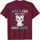 Just A Girl Who Loves White Tigers Cute Tiger Cub T-Shirt - T-Shirt | Maroon