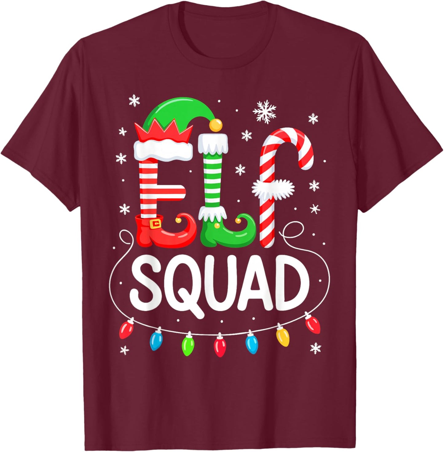 Elf Squad Shirt Adult Men Women Kids Funny Christmas Pajamas T-Shirt - T-Shirt | Maroon