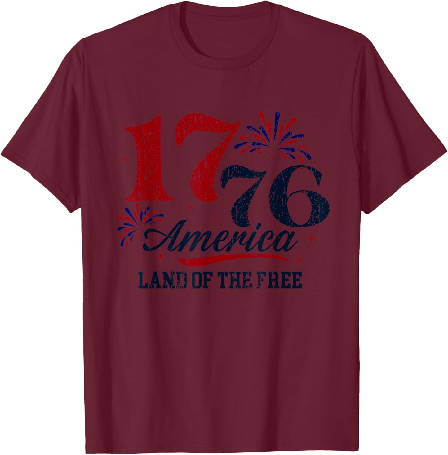 1776 America Land of The Free T-Shirt - T-Shirt | Maroon