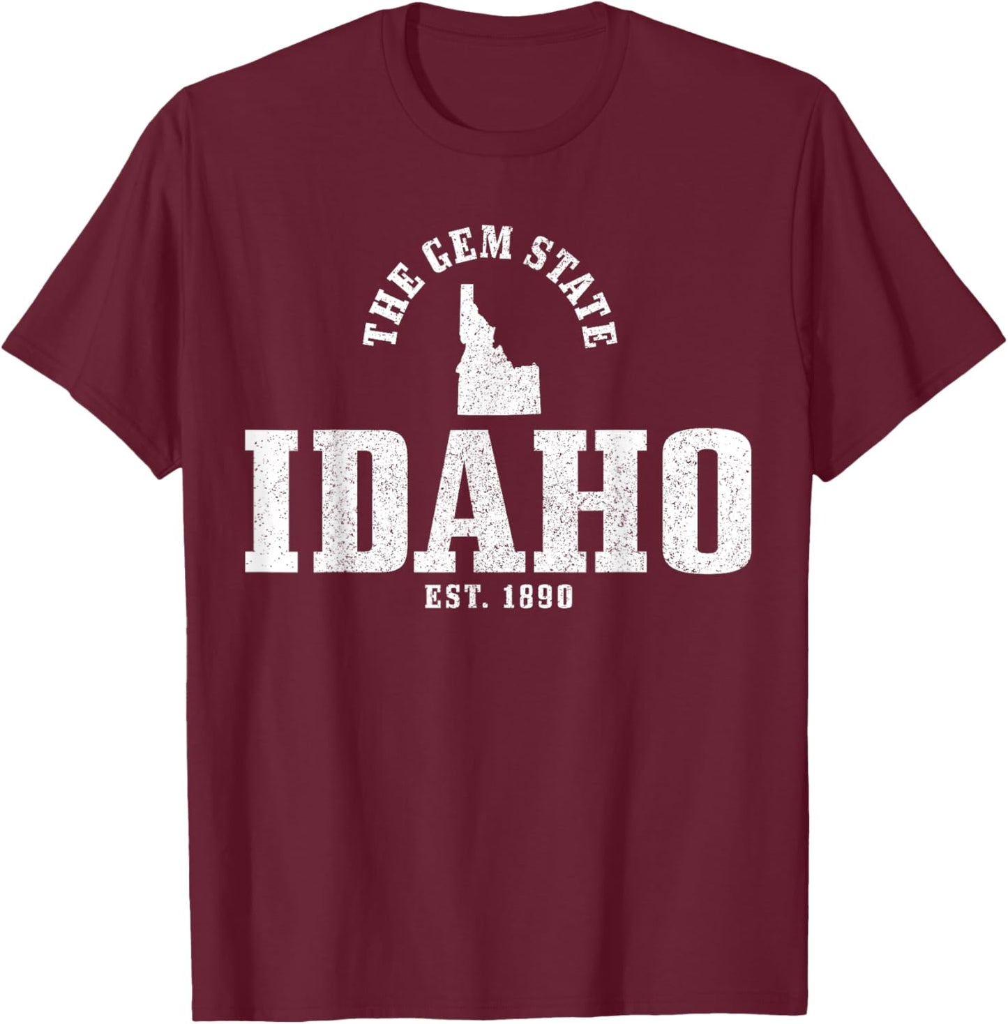 Idaho The Gem State Est. 1890 Pride Vintage Idaho T-Shirt - T-Shirt | Maroon