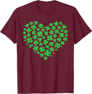 Shamrock Heart St Patricks Day for Saint Patricks Day T-Shirt - T-Shirt | Maroon
