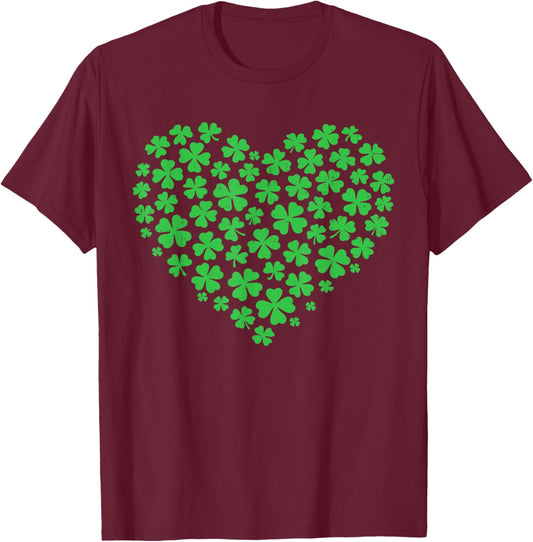 Shamrock Heart St Patricks Day for Saint Patricks Day T-Shirt - T-Shirt | Maroon