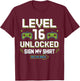 Level 16 Unlocked Sign My Shirt 16th Birthday Gamer Boy Girl T-Shirt - T-Shirt | Maroon
