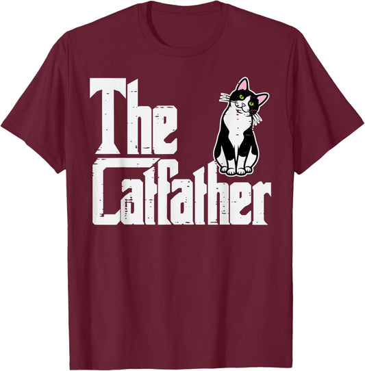 The Catfather Funny Kitten Cat Dad Fur Papa Daddy Parody Men T-Shirt - T-Shirt | Maroon