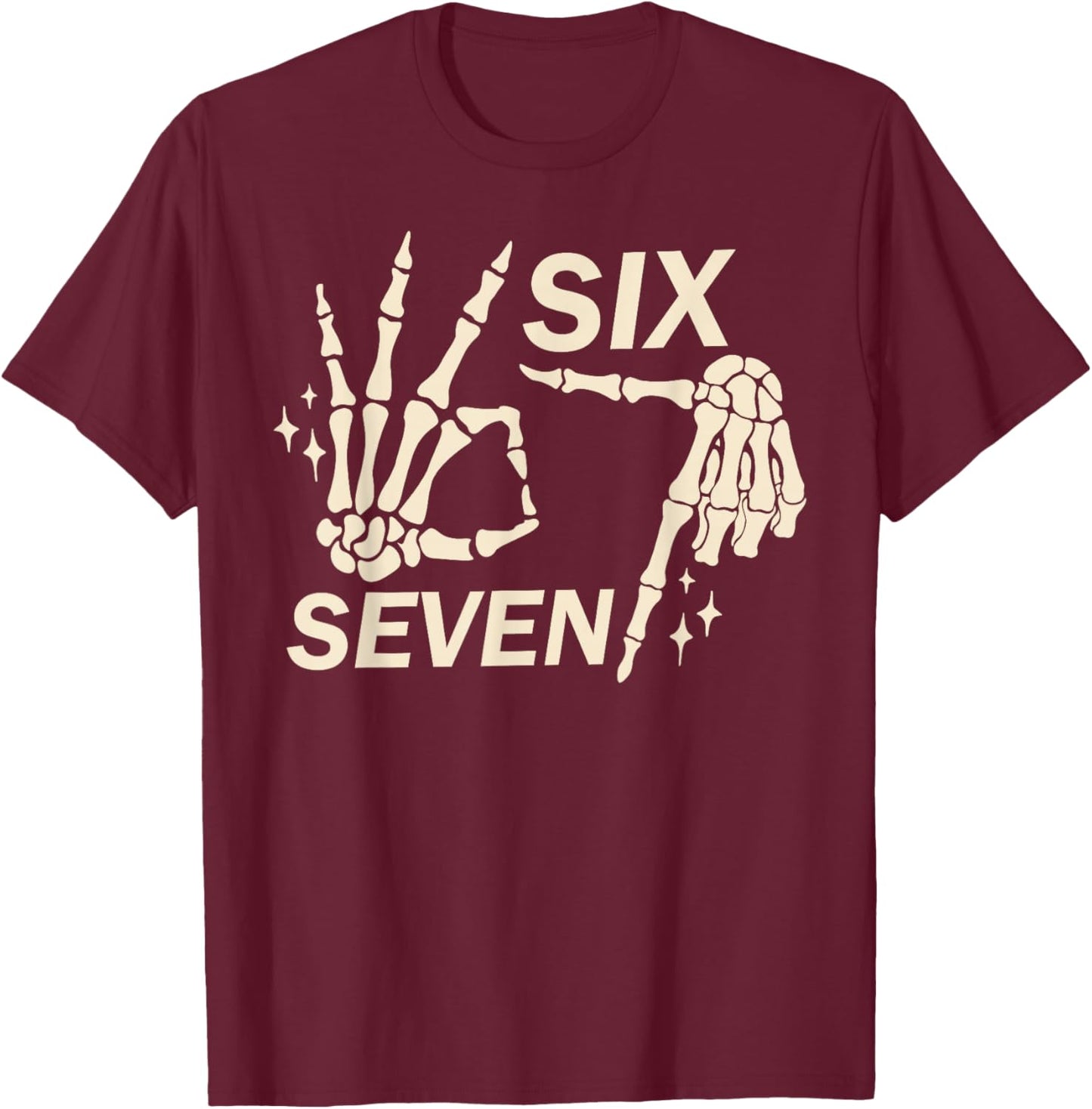 Funny 67 Six Seven Meme Couple Matching Halloween Costume T-Shirt - T-Shirt | Maroon