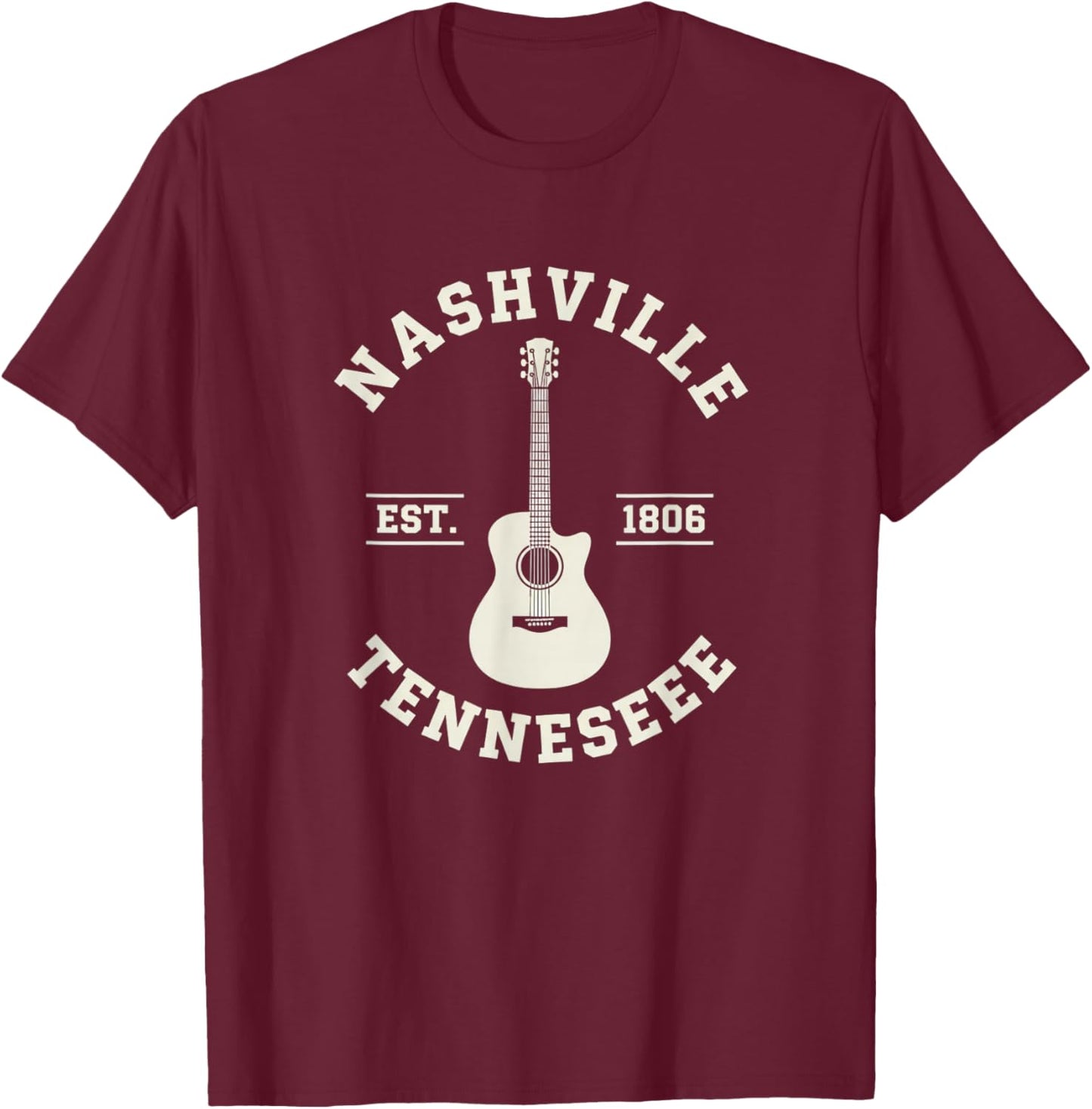 USA Nashville Tennessee Acoustic Guitar - American Roots T-Shirt - T-Shirt | Maroon