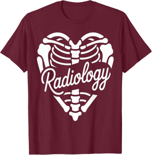 Radiology Heart Skeleton Xray Tech T-Shirt - T-Shirt | Maroon