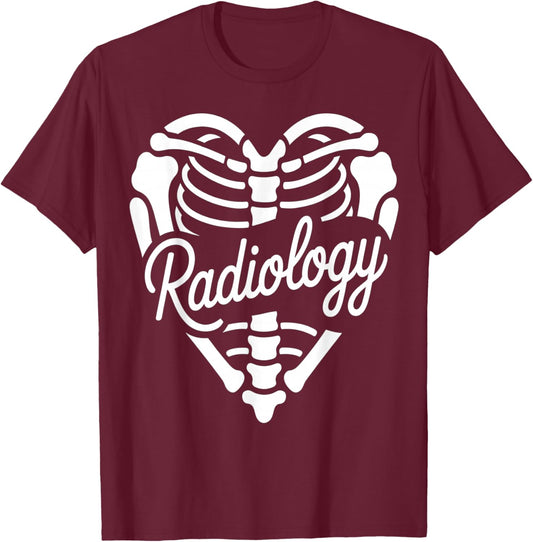Radiology Heart Skeleton Xray Tech T-Shirt - T-Shirt | Maroon