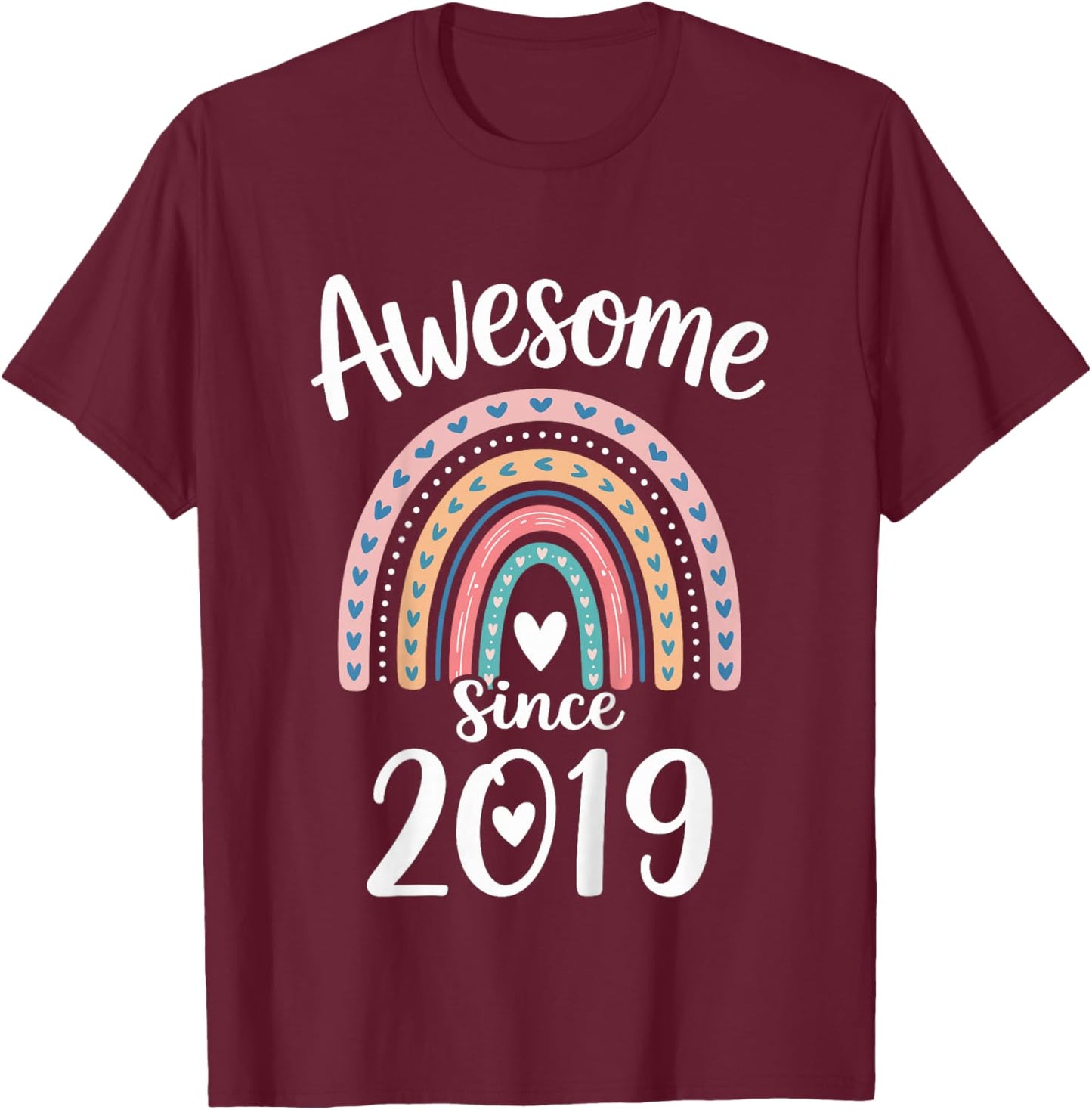 Awesome Since 2019 7th Birthday 7 Years Old T-Shirt - T-Shirt | Maroon