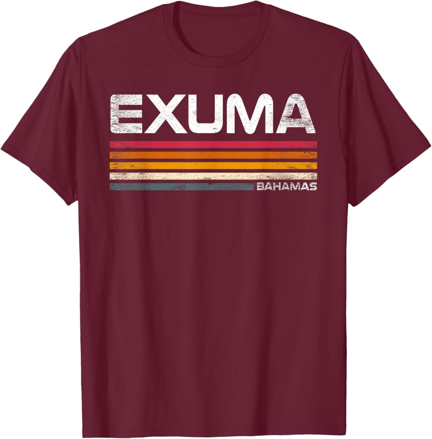 Exuma Bahamas Retro Design Exuma Caribbean Island T-Shirt - T-Shirt | Maroon