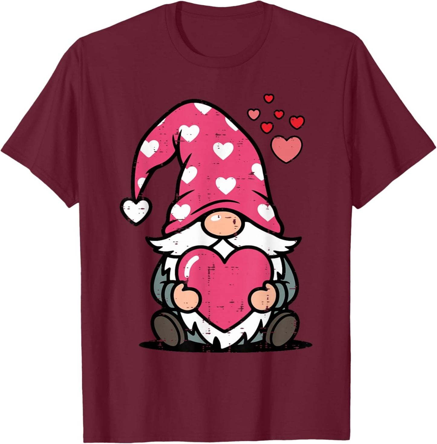 Valentines Day Gnome Heart Cute Love Women Girls Kids Men T-Shirt - T-Shirt | Maroon