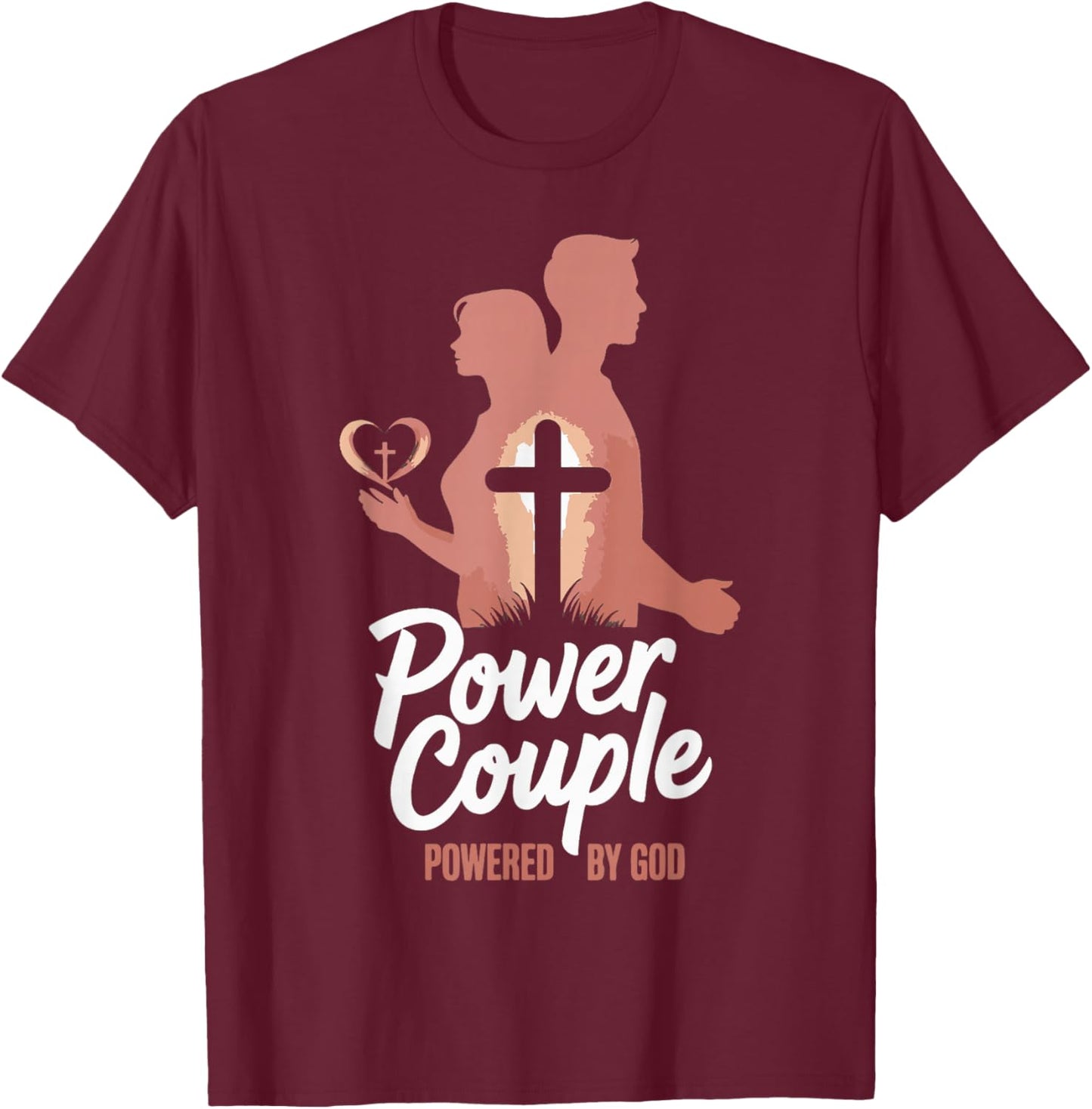 Power Couple Power by God Christian Matching Couple T-Shirt - T-Shirt | Maroon