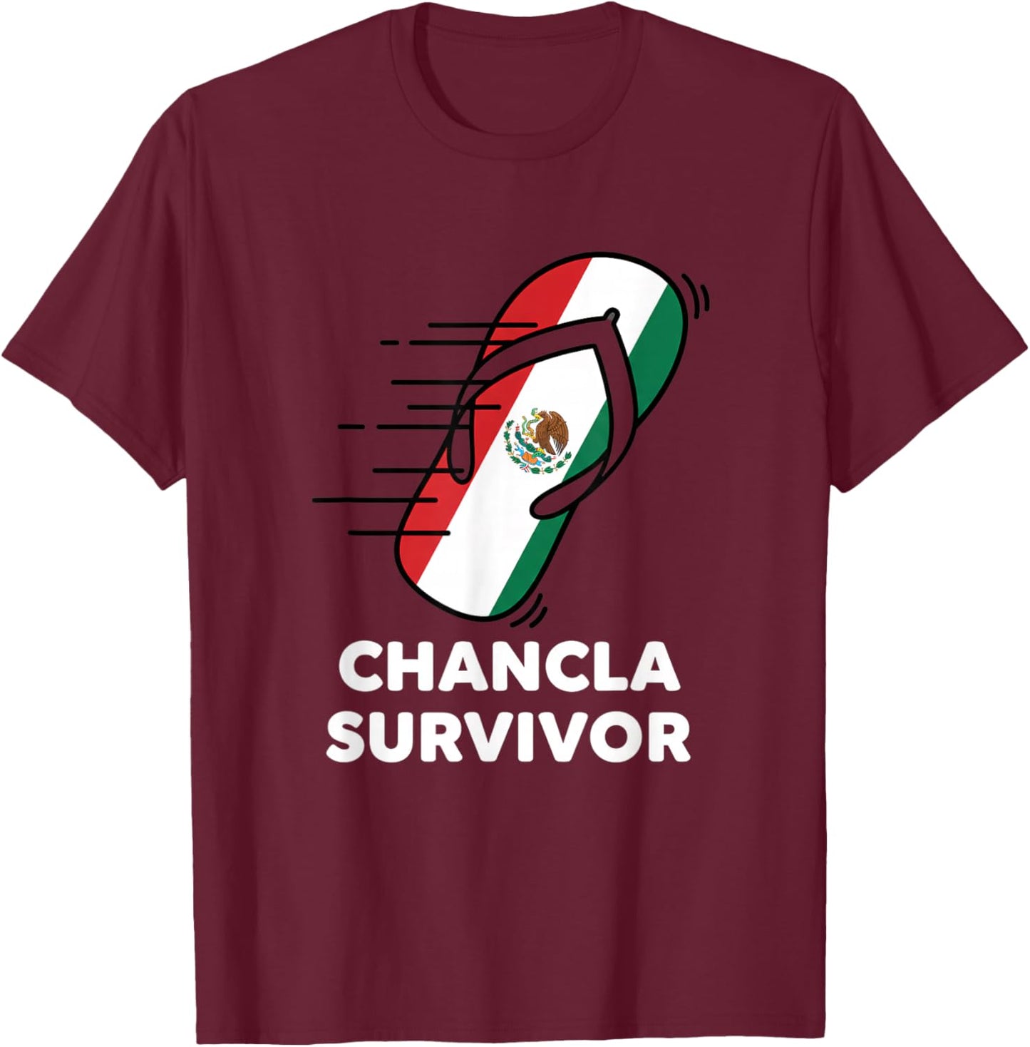 Chancla Survivor Latino Funny Kids Mexican Flip Flop Humor T-Shirt - T-Shirt | Maroon