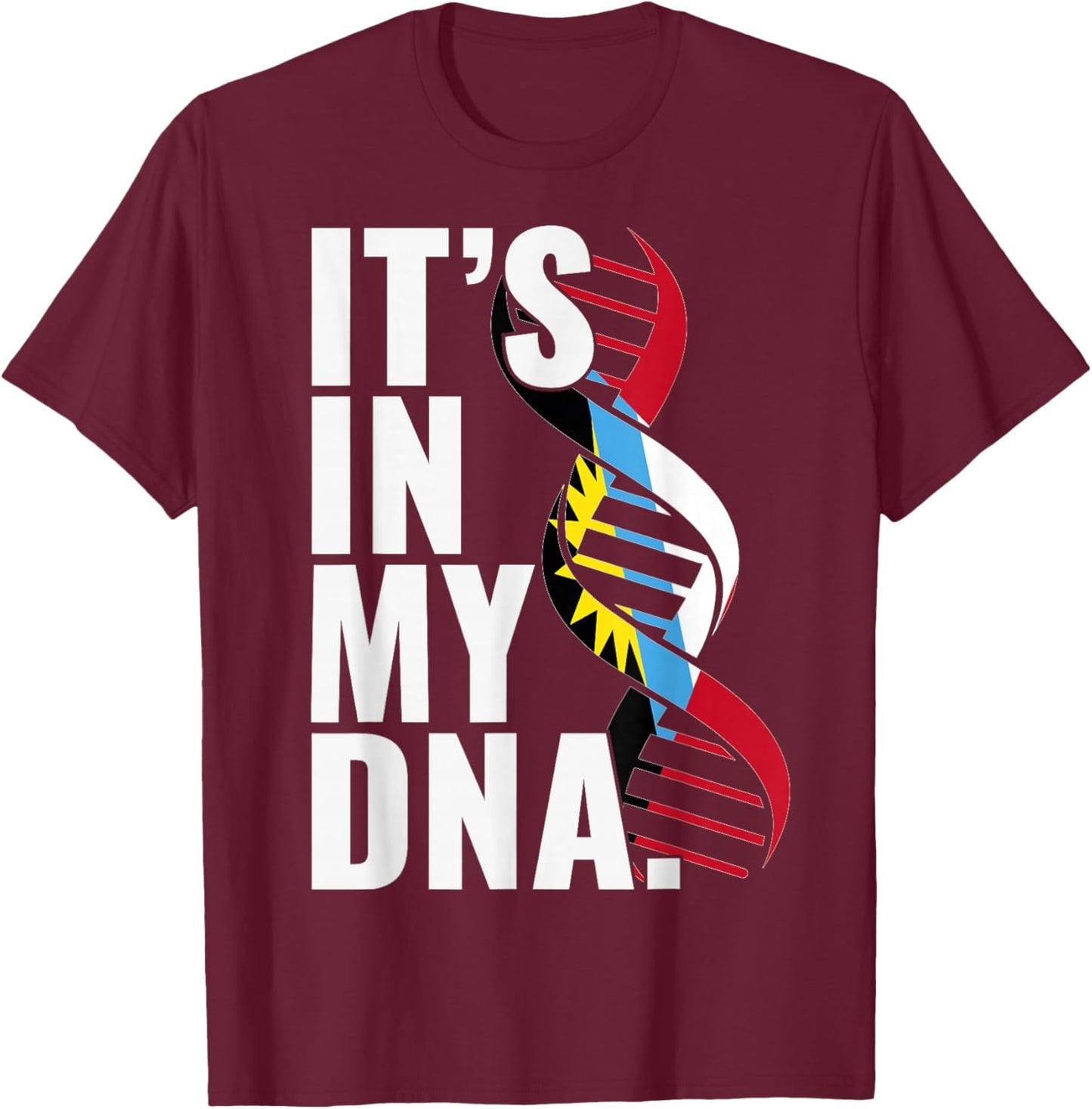Antigua and Barbuda Roots Flag Fingerprint Graphic Patriotic T-Shirt - T-Shirt | Maroon