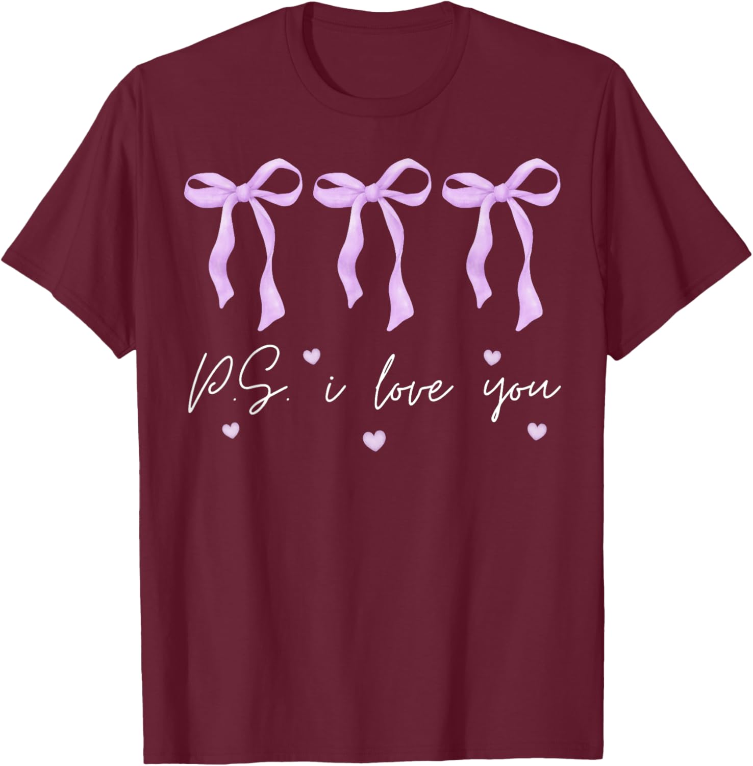 PS I Love You Day Valentine's Day Purple Heart Women Men Kid T-Shirt - T-Shirt | Maroon