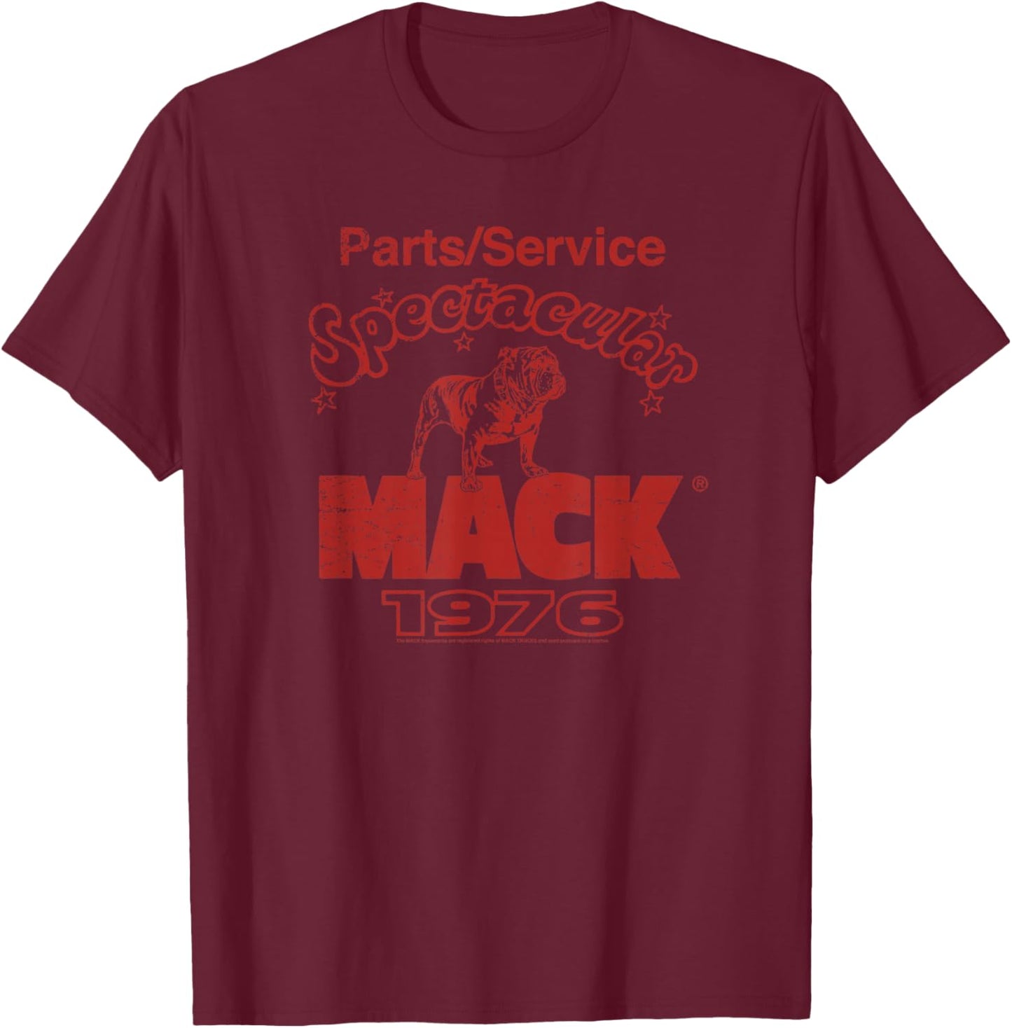 Mack Trucks Parts and Service Spectacular Vintage 1976 T-Shirt - T-Shirt | Maroon