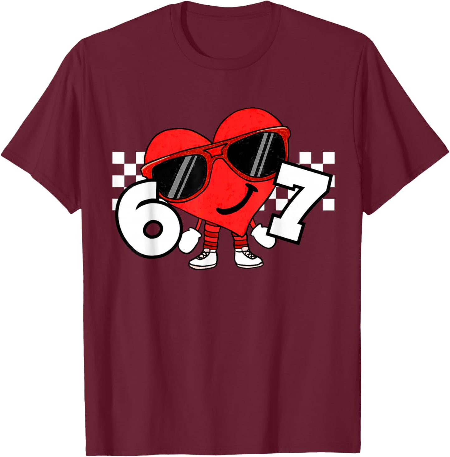 Funny Valentines Heart 67 Six Seven Boys Kids Teens T-Shirt - T-Shirt | Maroon