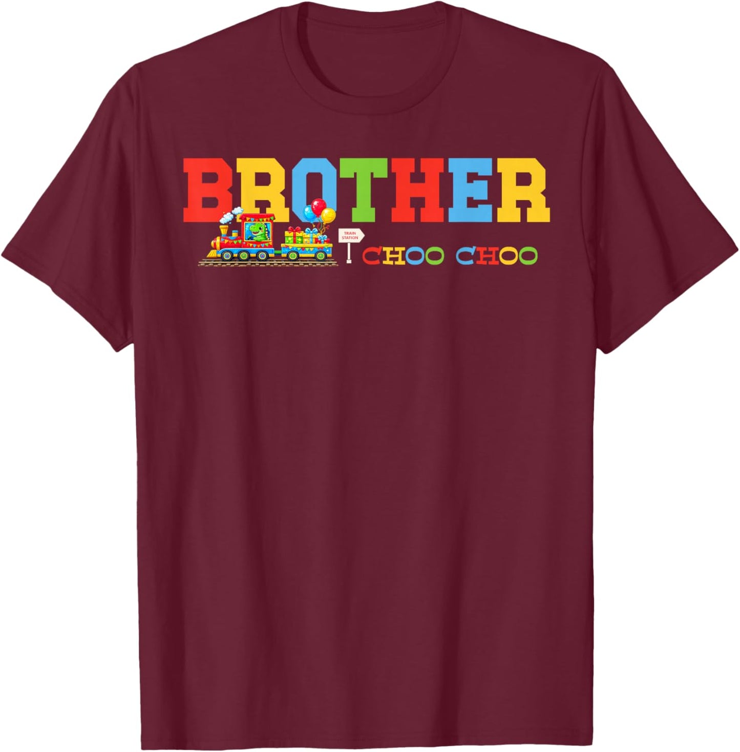 Train Birthday Brother T-Shirt - T-Shirt | Maroon