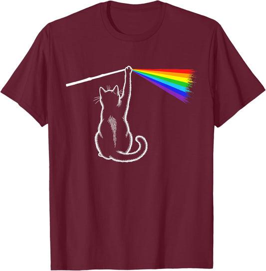 Playing with Light Cat Gift Men Kids Women Funny Cat T-Shirt - T-Shirt | Maroon