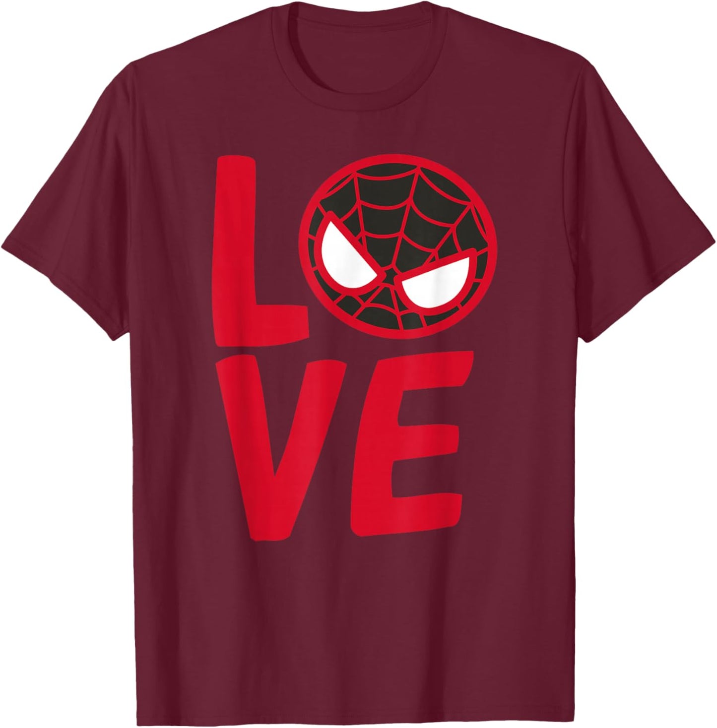 Marvel Kawaii Valentine's Day Miles Morales Spidey Love T-Shirt - T-Shirt | Maroon